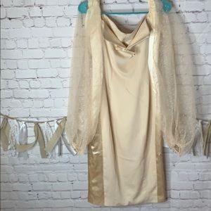 Amekana Dress size Large NWT Gold and cream color